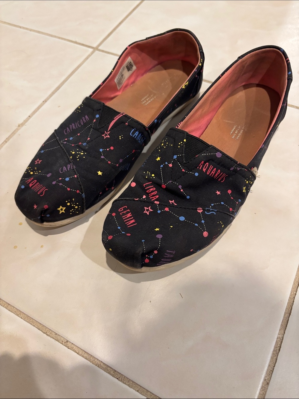 Toms Black Constellation Print Slip-Ons